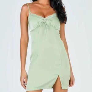 Princess Polly Maisie Sage green mini dress